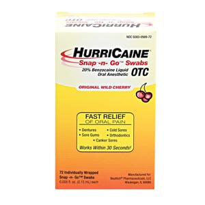 BEUTLICH HURRICAINE TOPICAL ANESTHETIC SNAP -N- GO SWABS