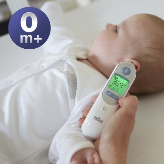 Đo nhiệt độ cho trẻ sơ sinh với nhiệt kế Braun Thermos Scan 7 IRT 6520