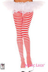 Music Legs 70 Denier Opaque Striped Tights Red-White One Size