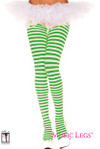 Music Legs 70 Denier Opaque Striped Tights Kelly Green-White One Size
