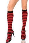 Music Legs Opaque Stripe Knee High Black-Red One Size