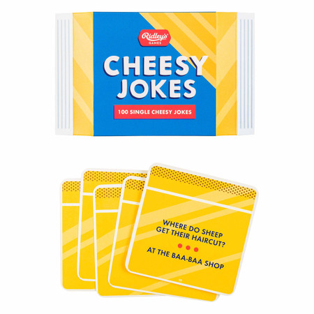 100 cheesy jokes, cheese packet- shaped box, cheese slice