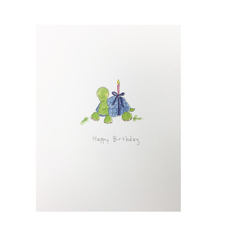 birthday turtle with candle birthday card
