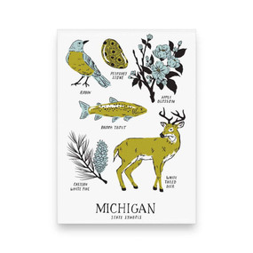 michigan state symbols magnet, birds, fish, wildlife