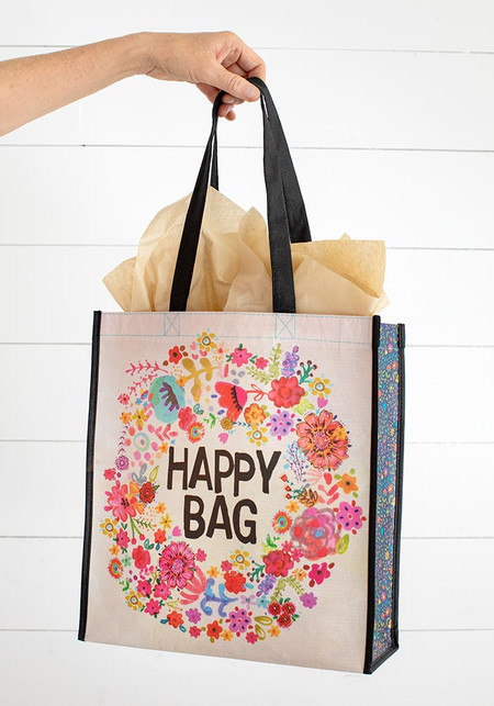 large whimsy floral wreath happy bag 