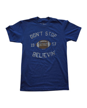 don't stop believing detroit lions t-shirt