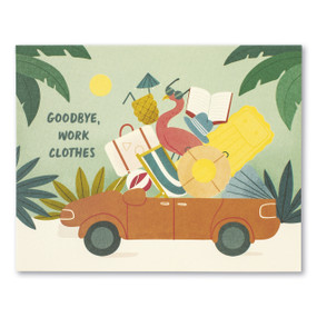 goodbye, work clothes retirement  card, front