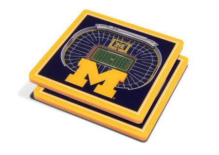 3-d michigan wolverines stadium coaster - set of 2