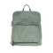 seafoam, backpack, structured, zip closure,  front and interior zip pocket, top handle, adjustable straps with buckle closures. 