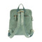 seafoam, backpack, structured, zip closure,  front and interior zip pocket, top handle, adjustable straps with buckle closures. 