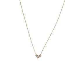 silver, simple, pave heart necklace.  16″ plus 3″ extension 