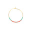 gold & turquoise/coral, earrings, beaded, light, hoops