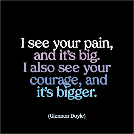 i see your pain, and it's big. i also see your courage, and it's bigger, glennon doyle 
printed in usa, recycled paper, 5" square. blank inside. 