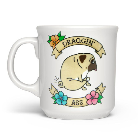 Mug, coffee, tea, boston terrier, draggin' ass, 16 oz.