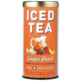 ginger peach black large iced tea pouches, Tin - 8  Large Iced Tea Pouches / 8 quart pitchers