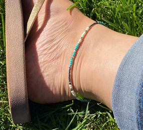 sweet simplicity turquoise & silver bead anklet
