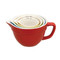 colorful stoneware measuring cups, set of four, 1.5 cup, 1 cup, 1/2 cup, and 1/4 cup