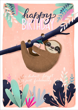 sloth belated birthday card