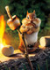 chipmunk roasts marshmallows birthday card