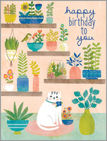 plants and kitty birthday card