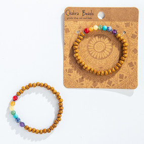 chakra stone and wood bracelet