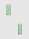 natural stone rectangle stud earrings, turquoise