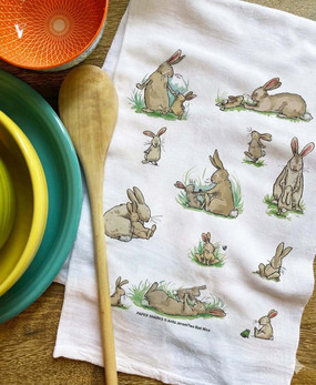 bunny family flour sack towel