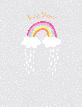 rainbow and clouds baby shower card