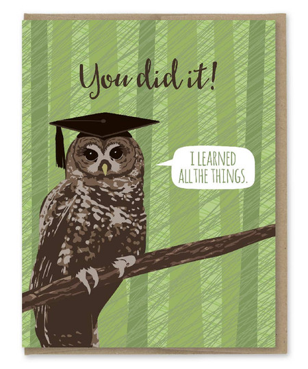 owl learned all things graduation card
