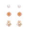 gold stud earring set, pink pearl
