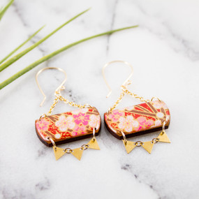 festival drop earrings - red cherry blossom