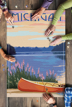 michigan canoe and lake 1000 piece puzzle