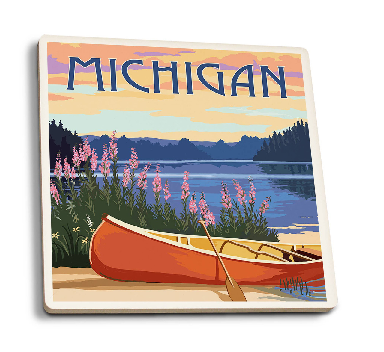 michigan canoe and lake coaster - catching fireflies