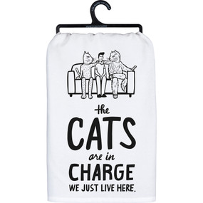the cats are in charge dish towel
