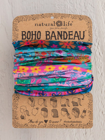 blue pink borders boho bandeau
