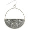 floral embossed silver half circle earrings
