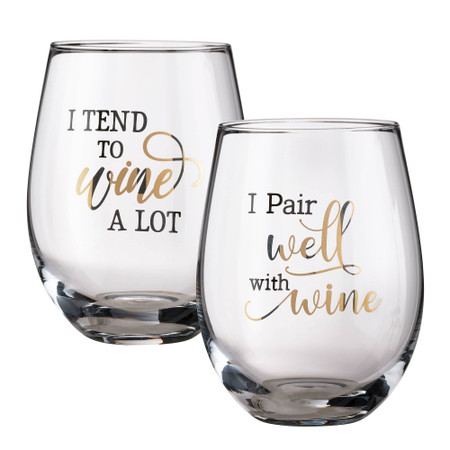 sassy saying wine glass, wine a lot, pair with wine