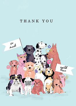 crowd of dogs thank you card