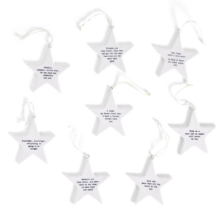 star ornament with saying, mothers, wish, how long,  starlight, twinkle, lucky, more, friends