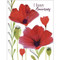 red poppies glitter anniversary card