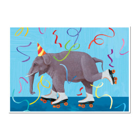 roller elephant birthday greeting card