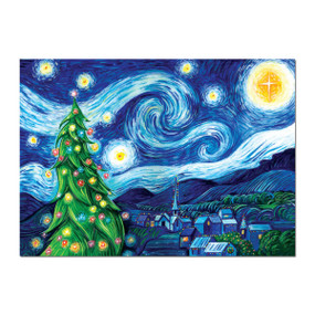 silent night starry night holiday card