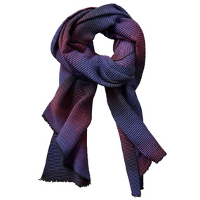 ombre ridged scarf, navy and red