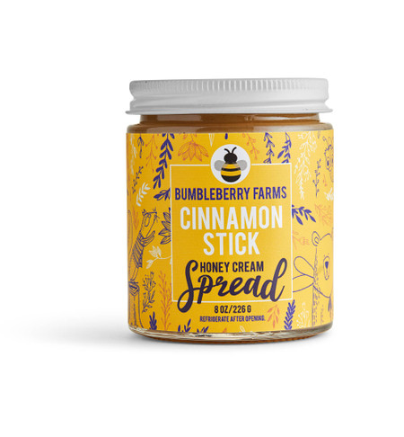 bumbleberry farms honey cream spread, cinnamon  stick