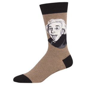 einstein portrait mens socks brown