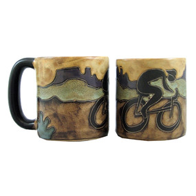 bicyclist stoneware mug