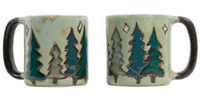 pine trees stoneware mug