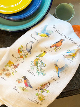 songbirds and friends flour sack towel