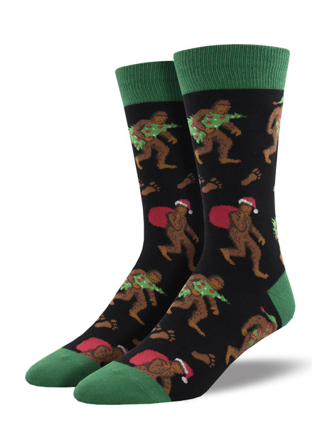 big foot christmas men crew socks