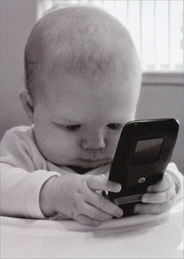 baby with cellphone birthday